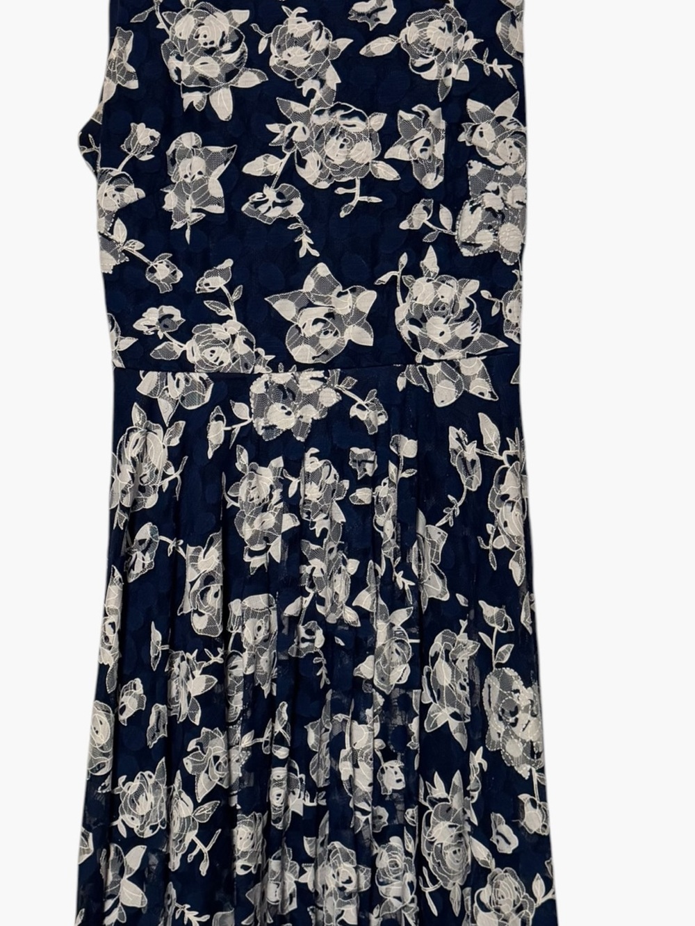 Danny & Nicole Women’s Size 14 Navy Blue Ivory Floral Lace Fit & Flare Dress
